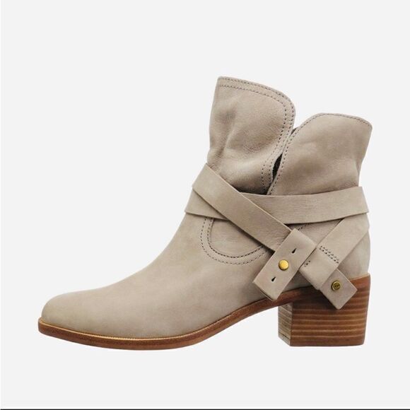 Revolve UGG Elora Leather Buckle Ankle Boot in Sahara - Picture 3 of 10